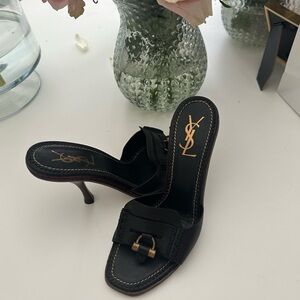 YSL HEELED MULE SANDALS